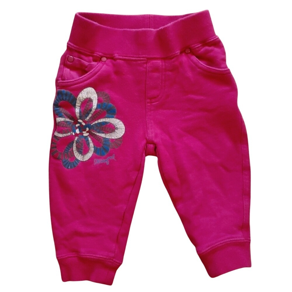 Desigual‎ Girls Pink Floral Jogger Pants Size 3-6M